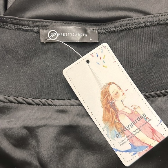 Prettygarden woman’s black left cold shoulder side slit ruched bodycon size L - Picture 7 of 12